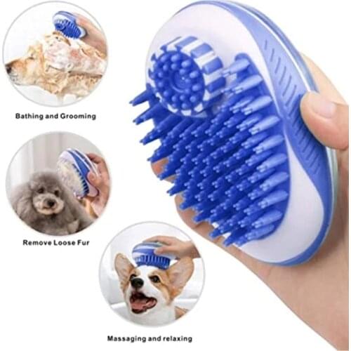 Pet Brush Massage Comb 2 In 1 Soft Silicone Brush Dogs Cats Shower Hair Grooming Dog Cleaning Tool Supplies Bubble Brushes