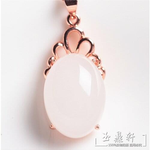 Xinjiang genuine natural white jade pendant 925 silver gilt inlaid jade suet white jade pendant with a certificate
