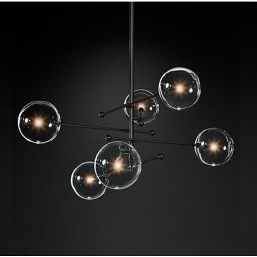Modern Glass bubble chandelier Lamp For Kitchen Dining room Shopping mall Bar Italian Chandelier Black Rose Gold Chandelier