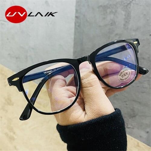 UVLAIK Computer Glasses Frame Anti Blue Light Eyewear Womens Retro Round Blocking Optical Transparent men Eyeglasses frames
