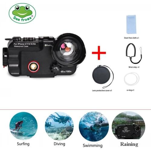 Seafrogs 60m/195ft 4.7'' Bluetooth Waterproof Housing Diving Phone Case Cover Bag For iPhone X/6/7/8/XR Underwater Phone case
