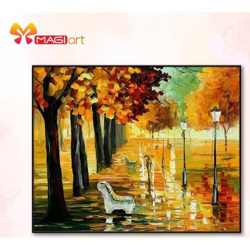 Cross stitch kits Embroidery needlework sets 11CT water soluble canvas patterns 14CT Autumn road scenery-NCMS061