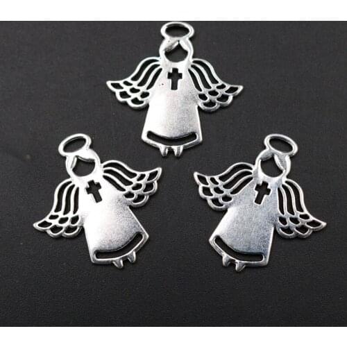 WKOUD 10pcs Silver Plated Ambulance Angel Charm Alloy Pendant Retro Necklace Bracelet DIY Metal Handmade Jewelry Accessories