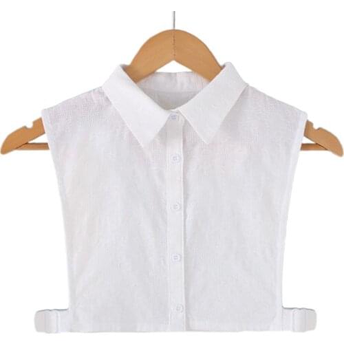 2020 Women White Lace Fake Collar DIY Detachable Button Down Ruffles Lapel Half-Shirt