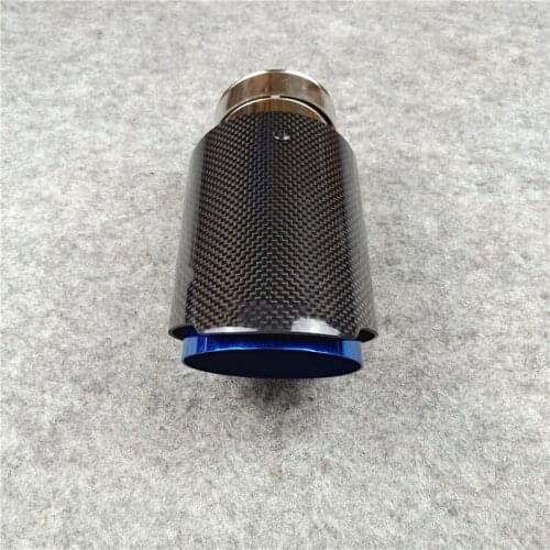 1 Pcs Grilled Blue Glossy Nozzles Car Styling For Akrapovic Carbon Fiber Exhaust Pipe Rear Diffuser Stainless Steel Muffler Tip