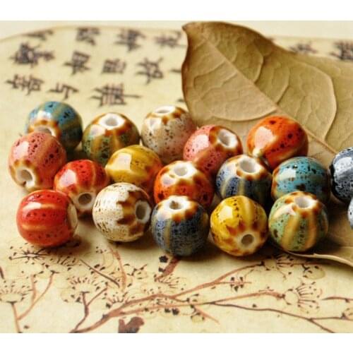 10pcs/lot 12mm Watermelon Shape Ceramic Beads for Bracelet Necklace DIY Jewelry Accessories 9 Colors Round Beads