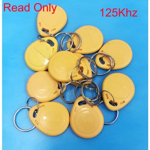 10 pcs 125khz keyfobs card Yellow TK4100 Chip Keycard Read only Access key-chain Card for Access Control System Key only
