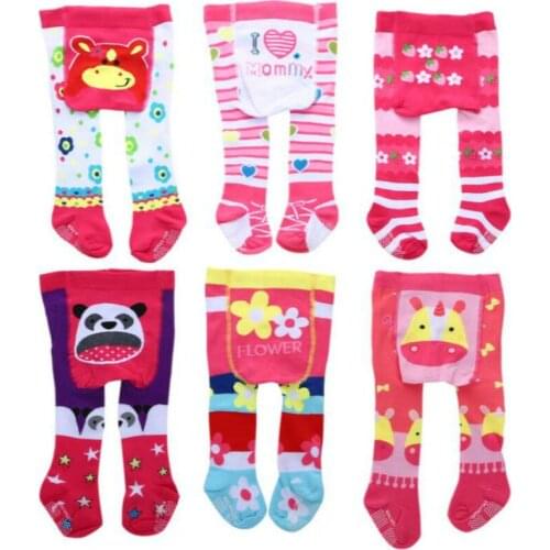 3psc/lot Fashionable Cartoon Girl Baby Breathable Pantyhose Random Colour 41cm Long Skidproof Trendsetting Tights Stocking