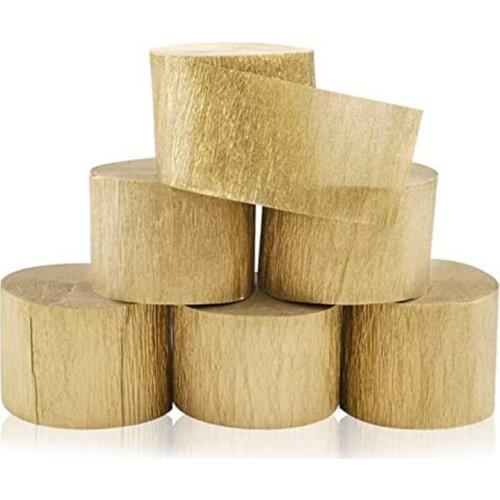 6 Rolls Gold Crepe Paper Streamers for Birthday Party Wedding Festival Party Decorations