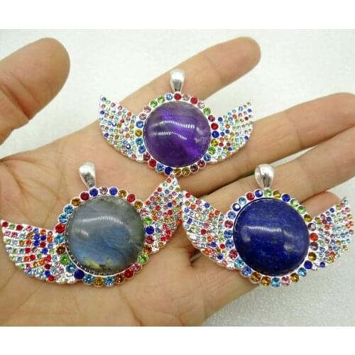 8pcs hot sell Natural Stone Quartz Crystal tiger Opal eye Round Shaped Pendant for Diy Jewelry Making necklace for woman man