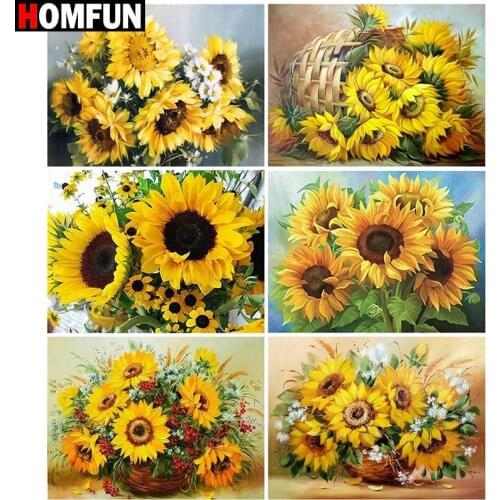 HOMFUN Diamond Painting Cross Stitch "Sunflower landscape" 5D DIY Diamond Embroidery Full Square/round Rhinestone Of Picture