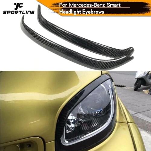 Carbon Fiber Car Sticker Headlight Eyebrows Front Headlamp Eyebrows Eyelids Trim Strip for Mercedes-Benz Smart 2016 2017