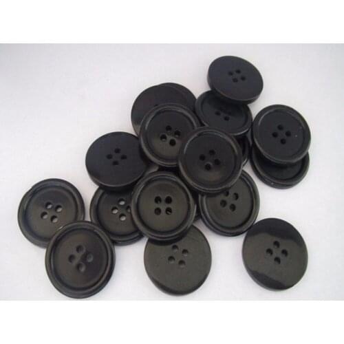 Free shipping 23mm black 4 holes resin button ployster button whosale can engraved logo blouse button 200pcs