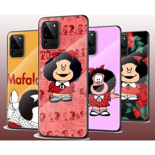 Tempered Glass Cover Animated cute Mafalda For Samsung Galaxy S20 FE S10e S10 S9 S8 Ultra Plus Lite Plus 5G Phone Case