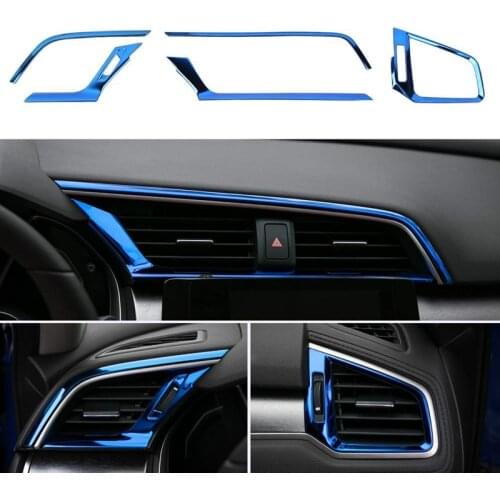 Central Control Air Outlet Decoration Cover Trim Sticker Stainless Steel for 10Th Gen Honda Civic 2019 2018 2017 2016, Blue