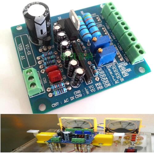 Dual Stereo VU Meter Driver Board Amplifier DB Audio Level VU Header Driver Board Speaker Driver AC 12V Input Backlit