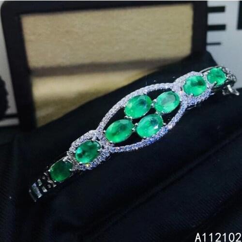 KJJEAXCMY fine jewelry 925 sterling silver inlaid natural emerald new girl lovely hand bracelet supports test Chinese style