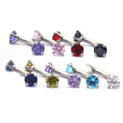 1PC Surgical Steel Eyebrow Rings 16G Internally Threaded Crystal Eyebrow Ring Curved Barbell Piercing Cartilage Body Jewelry