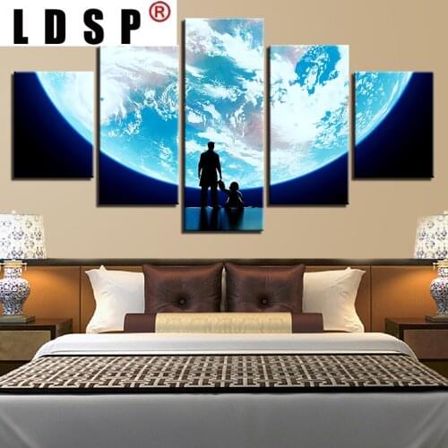 LDSP Canvas Wall Art Pictures Living Room Decor Print 5 Pcs Earth Paintings Game Abstract Moonbase Map Poster Modular Spectacula