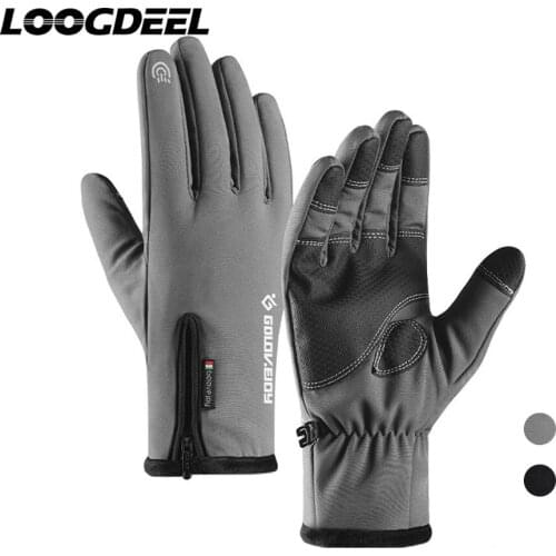 LOOGDEEL Skiing Gloves Winter Full Finger Warm Adult Touch Screen Snowboard Gloves Outdoor Windproof Women Men Snow Ski Gloves