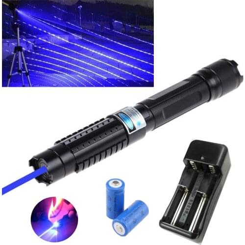 High-power blue laser flashlight 450nm continuous line 5000M hunting blue laser sight can burn laser matches/cigarettes/candles