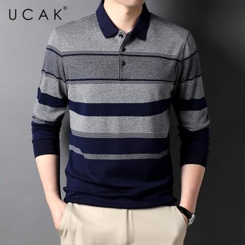 UCAK Brand Classic Casual Cotton Turn-down Collar T Shirt Men Clothes Autumn New Arrivals Streetwear Long Sleeve T-Shirts U5706