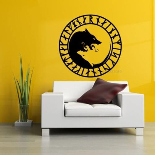 The Inscriptions Of The Ancient Vikings Wolf Ying Yan Decor Living Room Bedroom Home Decal Removable Vinyl Wall Sticker BD330