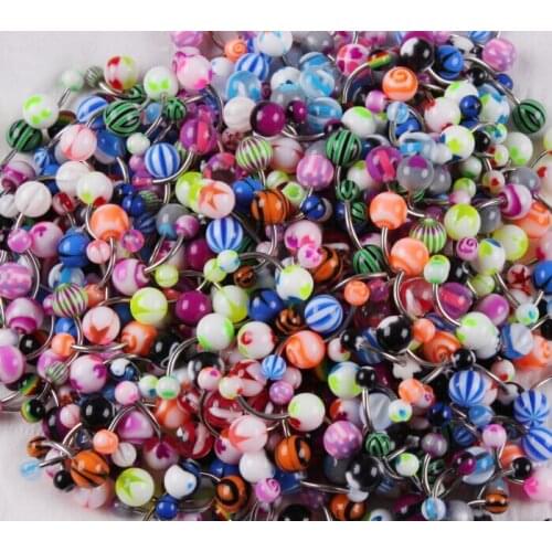 New acrylic Ball Mixed Belly Button Rings Lot Body Piercing Cross Round Navel Bar Free shipping