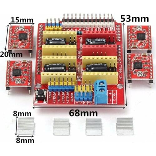 1set New Engraver CNC Shield Board + 4Pcs A4988 Stepper Motor Driver 3D Printer Starter Kit For Arduino Engraver Integrated Toy