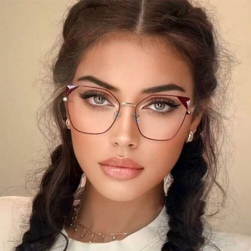 Retro Cat Eye Anti Blue Light Women Simple Optical Glasses Frames Fashion Computer Eyeglasses 50051