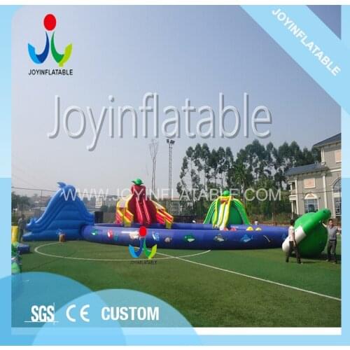 Outdoor large kids slide inflatable amusement water park with swimming water pool
