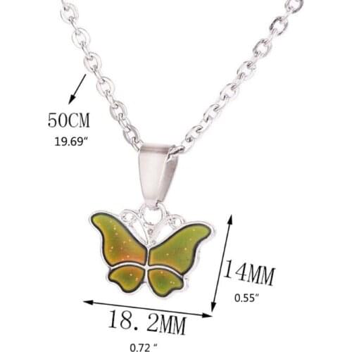 Butterfly Gemstone Color Change With Temperature Necklace Butterfly Magic Emotion Feeling Mood Pendant Necklace Jewelry T84A