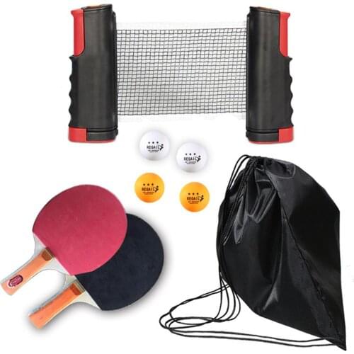 Portable Table Tennis Net Racket Set Ping Pong Set Telescopic Ping Pong Net Rack With 1Pair Table Tennis Paddle 4PCS Balls Kit