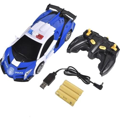 Remote Control Transformer Car 1:18 RC Car Driving Sports Cars One Button Deformation Robots RC Police Car Toy Gift For Children