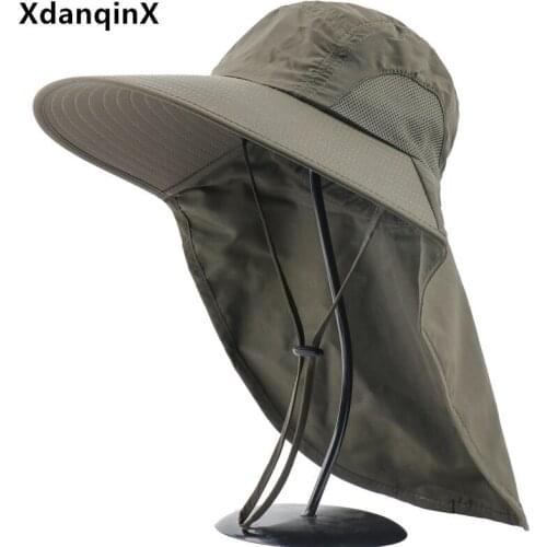 XdanqinX Summer Womens Hat Novelty Anti-UV Bucket Hat Shawl Sunshade Beach Hat Mens Waterproof Fishing Cap Tourist Couple Hats