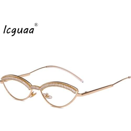 Fashion Women Zircon Sunglasses Bling Diamond Crystal Cat eye Sunglasses Frame Sun Glasses Lunette De Soleil