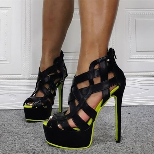 Summer Platform Round Peep Toe Womens Pumps Dress High Heel Shoes Back Zipper Summer Sandals Customized Big Size 47