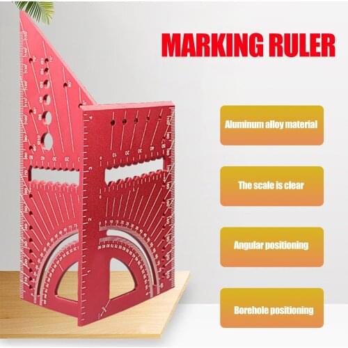 Aluminum Alloy Scriber Angle Ruler Wooden Square 45 90 Degree Measuring Gauge Marking Template Vertical Angle Calibration