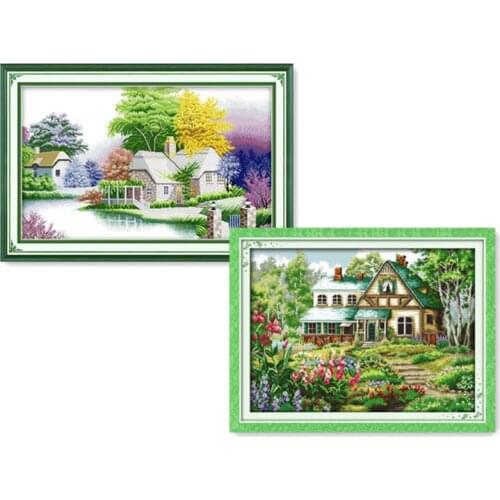 Everlasting Love A Peaceful Cabin Chinese Cross Stitch Kits Ecological Cotton Stamped Printed DIY Christmas Decorations For Home
