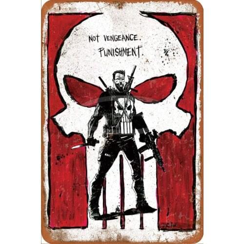 Punisher Not Vengeance Punishment Retro Tin Sign Vintage Poster Plaque Wall Decor for Bar Cafe Garden Bedroom Office Hotel 20x30