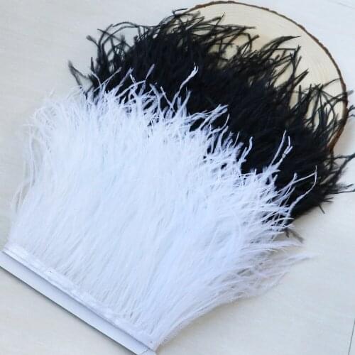 High Quality White Ostrich Feathers Trim Ribbon Wedding Dress Decoration Carnival Clothes Sewing Accessory Plumes Crafts 18-22CM