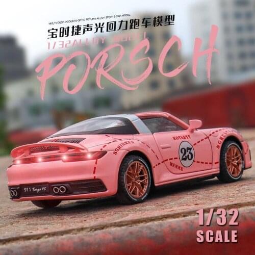 1/32 Porsches 911 Convertible TARGA 4S Alloy Racing Car Model Diecast Metal Toy Sports Car Model Simulation Sound Light Kid Gift