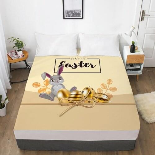 1pc bed sheet Elastic fitted sheet With An Elastic Band 150/180/200/160*200 Mattress Cover Double Bed cover Eastey Gray rabbit