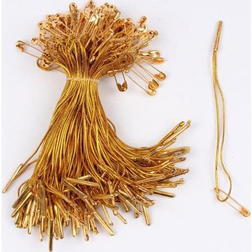 100pcs golden/black color choose 8cm tags hang rope high-quality price label tag popular selling Golden Lines Loop Locks pin