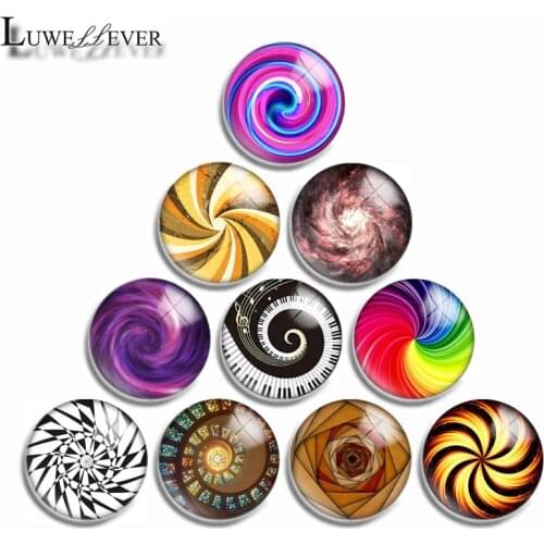 12mm 10mm 16mm 20mm 25mm 30mm 057 Rotating Pattern Mix Round Glass Cabochon Jewelry Finding 18mm Snap Button Charm Bracelet