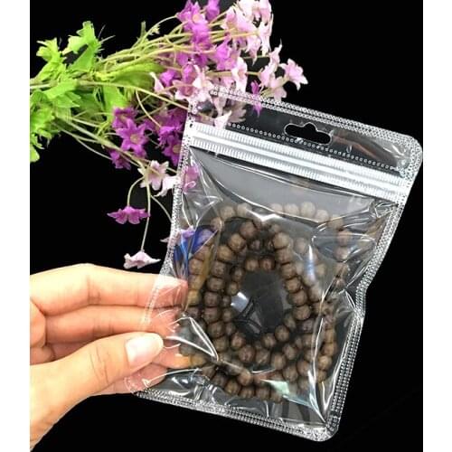 200Pcs/ Lot Clear Plastic Zip Lock Resealable Packing Pouches For Jewelry Storage Zipper Poly Package Bag Organizer W/ Hang Hole