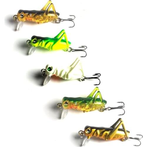 5pcs Lure Fishing Bait 40mm 3g Artificial Bait Locust Freshwater Treble Hooks