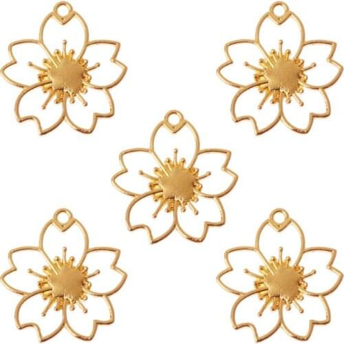 5Pcs Cherry Flower Blank Resin Frames Pendant Bezel Setting Resin Jewelry Making