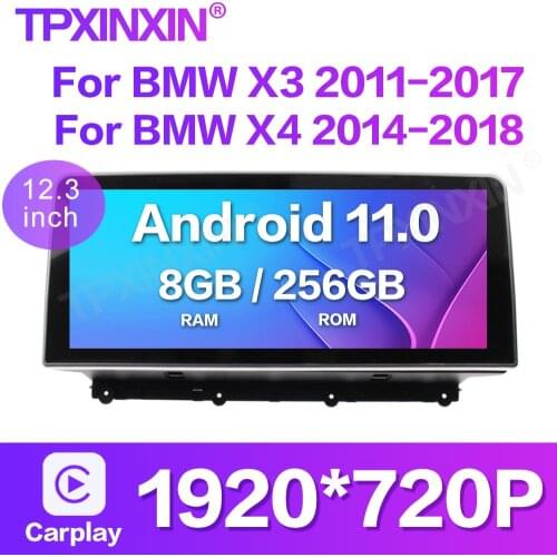 8+256G Wireless Carplay For BMW X3 X4 F25 F26 2011-2017 Car GPS Navigation Headunit Auto Stereo Radio Tape Recorder Multimedia