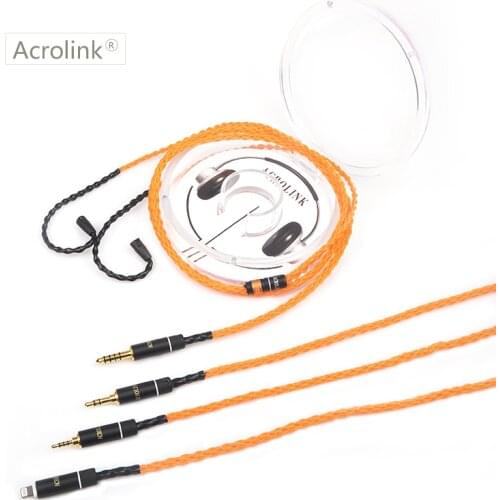 Acrolink High Qulity 8 core 2.5/3.5/4.4mm/i phone copper Plated Earphone Upgrade Wire Headphone Cable IE80 IE81 IE8 Cable